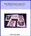 Pattern Leaflet, Pink Ribbon Hearts Coaster Set by Crafts And More Store