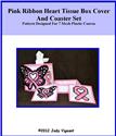 Pattern Leaflet, Pink Ribbon Tissue Box Cover and Coaster Set by Crafts And More Store