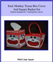 Pattern Leaflet, Sock Monkey Tissue Box Cover and Square Basket Set by Crafts And More Store
