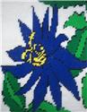 Pattern Leaflet, Blue Single Flower Wall Hanging by Dancing Dolphin Patterns