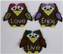 Pattern Leaflet, Live, Laugh, Enjoy Owl Magnets by Plastic-Canvas-Kits.com