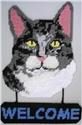 Grey Tabby Cat Welcome Sign