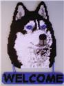 Pattern Leaflet, Siberian Husky Welcome Sign by Plastic-Canvas-Kits.com