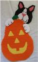 Pattern Leaflet, Halloween Black Cat Holding Pumpkin by Plastic-Canvas-Kits.com