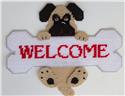 Pattern Leaflet, Pug and Bone Welcome Sign by Plastic-Canvas-Kits.com