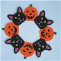 Halloween Black Cats and Pumpkins Wreath