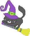 Halloween Kitty on a Broom