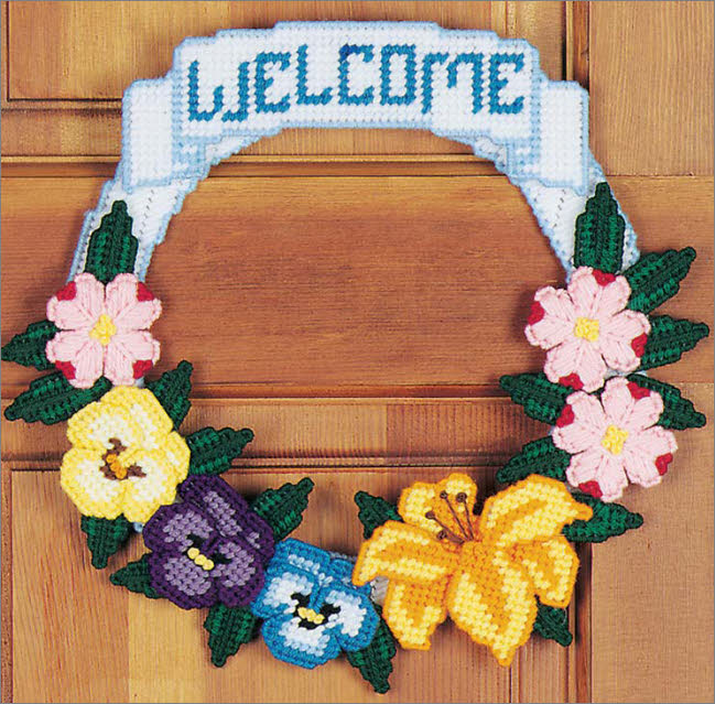 Spring Floral Door Wreath spring-floral-door-wreath-plastic-canvas-pattern