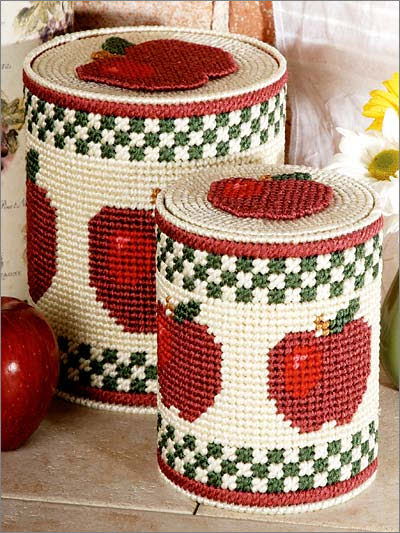 Apple Coffee Can Covers Plastic Canvas Pattern