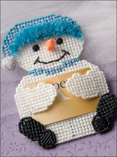 "Snowman Gift Card Holder" | Plastic Canvas Pattern