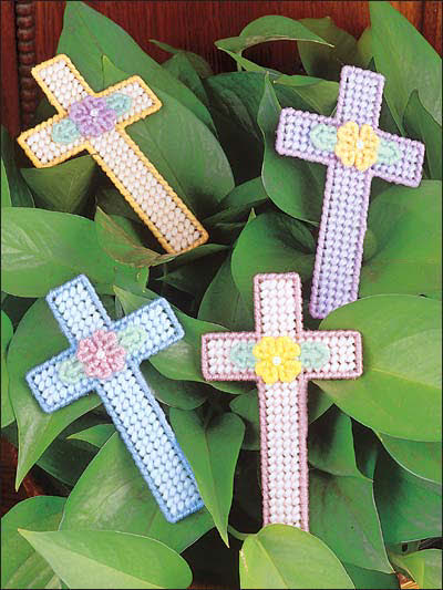 Floral Crosses Plastic Canvas Pattern