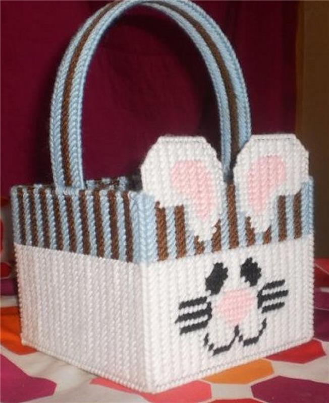 "Bunny Face Easter Basket" Plastic Canvas Pattern