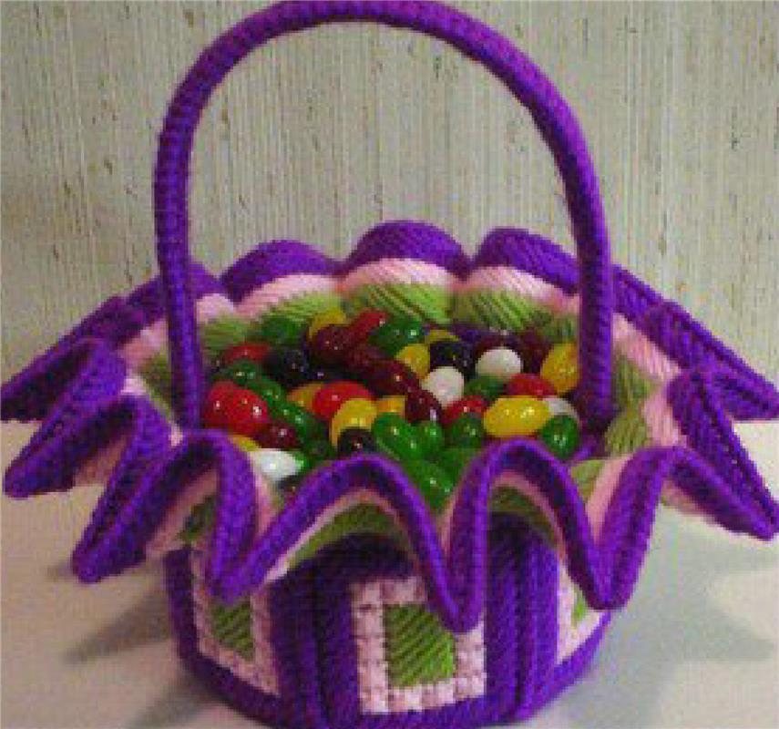 "Easter Basket Candy Dish" Plastic Canvas Pattern