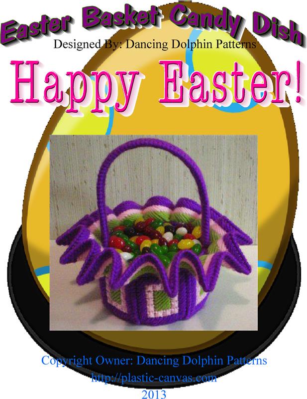 "Easter Basket Candy Dish" Plastic Canvas Pattern
