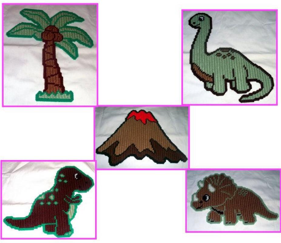 "Dinosaurs Room Decor Set" Plastic Canvas Pattern