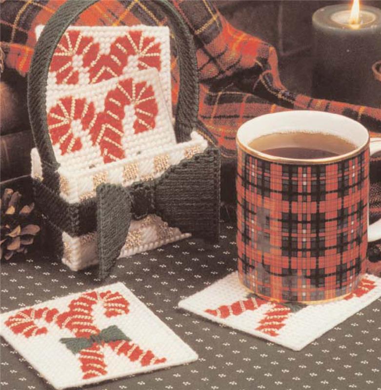 "Candy Cane Coasters" Plastic Canvas Pattern