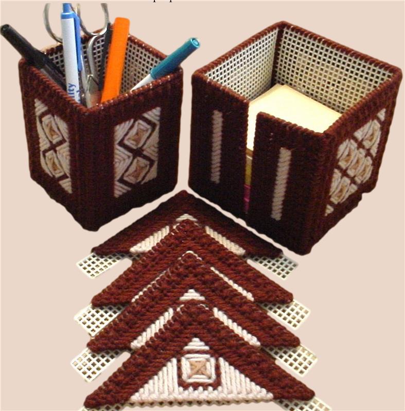 Dads Desk Set Plastic Canvas Pattern