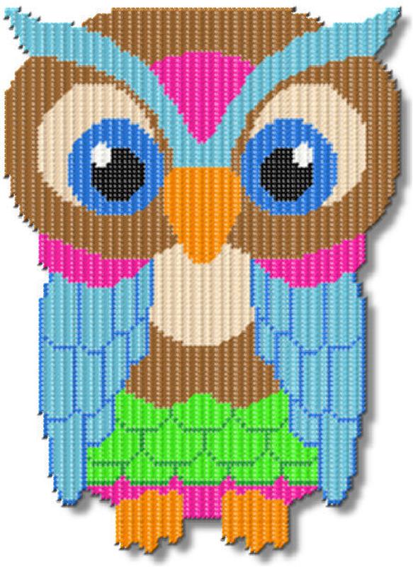 "Pink And Blue Owl" Plastic Canvas Pattern