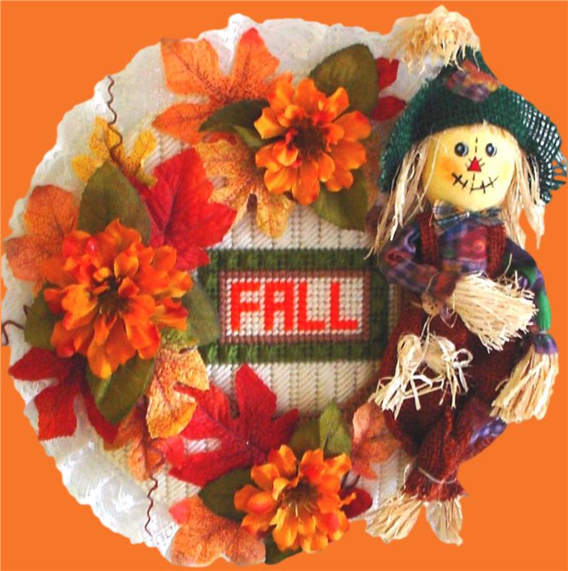 "4 Seasons Fall Wreath" Plastic Canvas Pattern