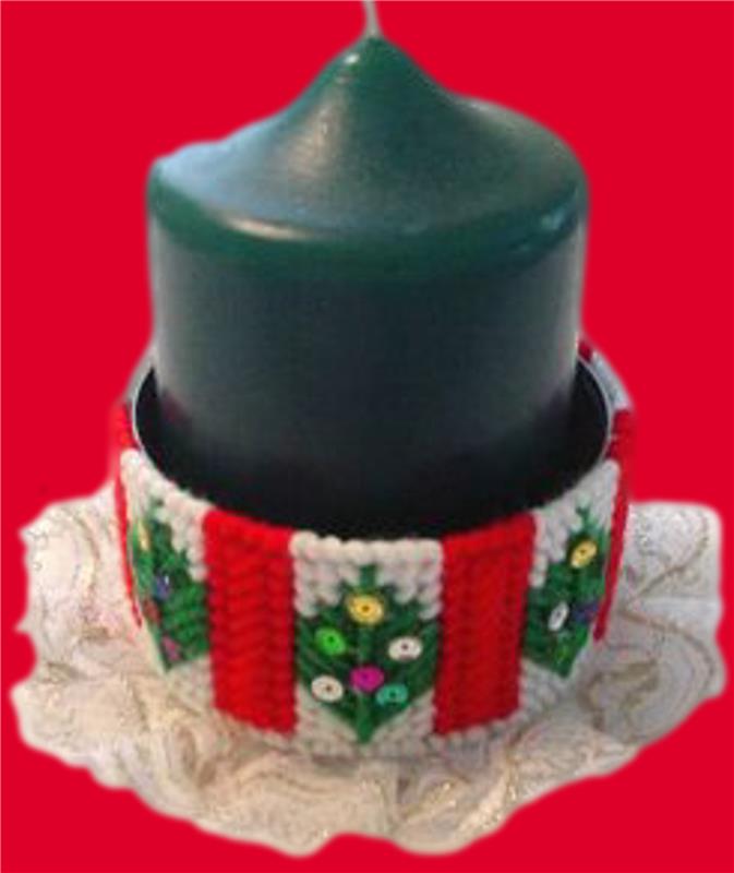 "Holiday Candle Holder" Plastic Canvas Pattern