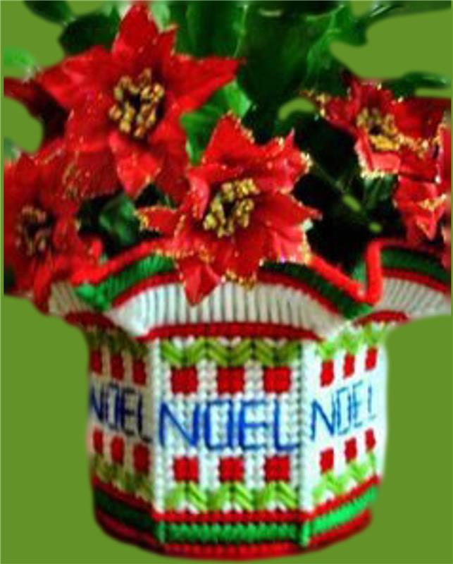 "Holiday Flower Pot Cover" Plastic Canvas Pattern
