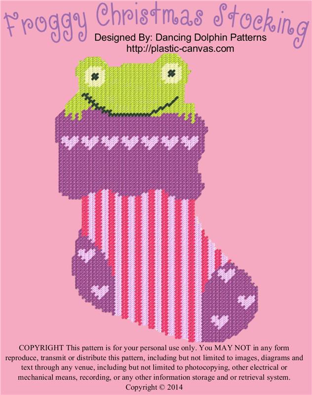 Froggy Christmas Stocking Plastic Canvas Pattern