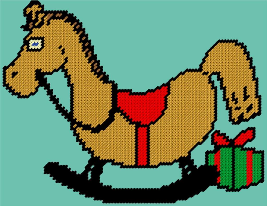 "Holiday Rocking Horse" Plastic Canvas Pattern