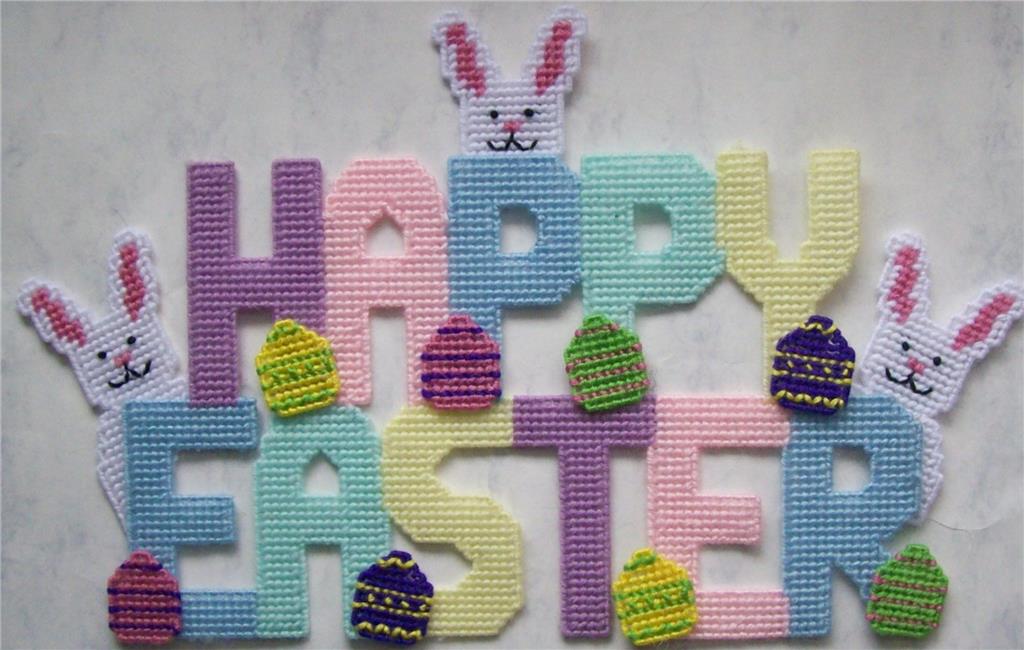 Happy Easter Wall Hanging Plastic Canvas Pattern