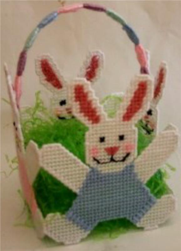 "Easter Bunnies Basket" Plastic Canvas Pattern