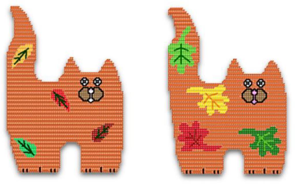 "Autumn Cat Wall Hangings" Plastic Canvas Pattern