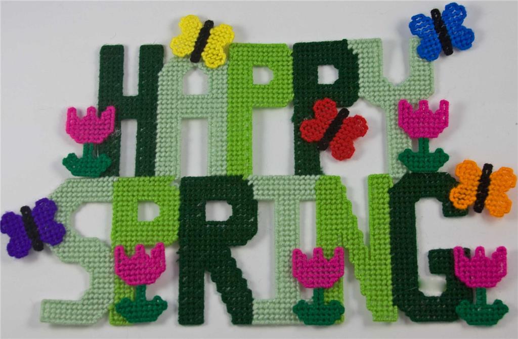 Happy Spring Wall Hanging Plastic Canvas Pattern