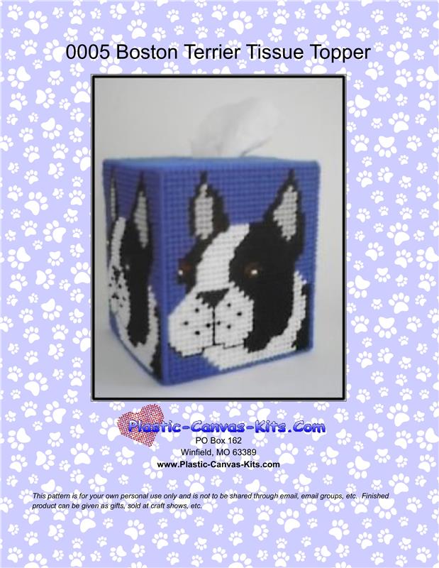 Plastic Canvas French Bulldog Tissue Box Cover