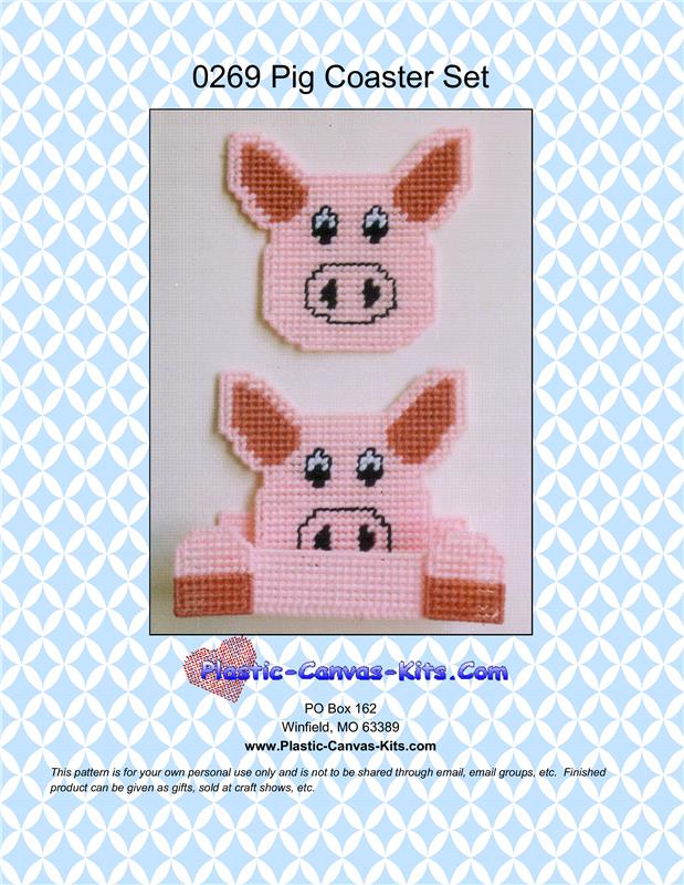  pig coaster set plastic canvas pattern