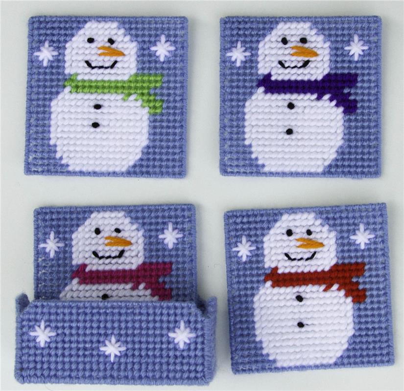 "Snowman Coaster Set" Plastic Canvas Pattern