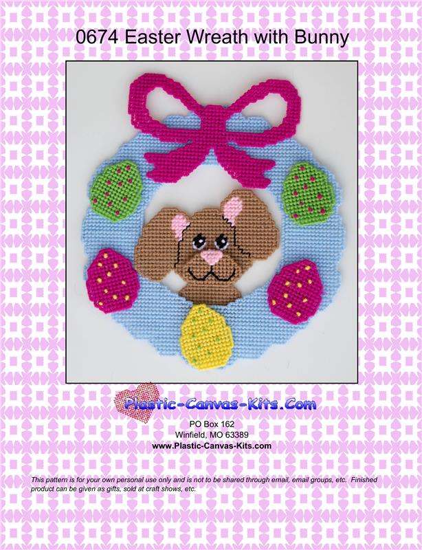 "Easter Wreath with Bunny" Plastic Canvas Pattern