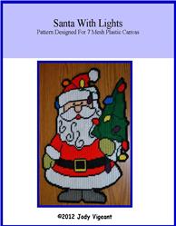 "Santa With Lights" | Plastic Canvas Pattern