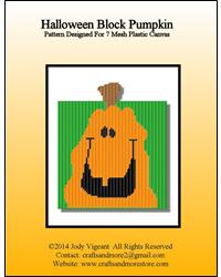 "Halloween Block Pumpkin" | Plastic Canvas Pattern