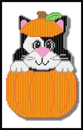 Kitty In A Pumpkin Plastic Canvas Pattern