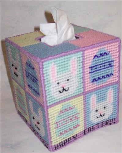 Peeking Easter Bunnies Long Tissue Topper-Easter-Plastic Canvas Pattern or Kit 